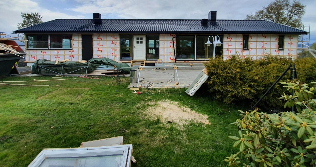 Et hus under total renovering