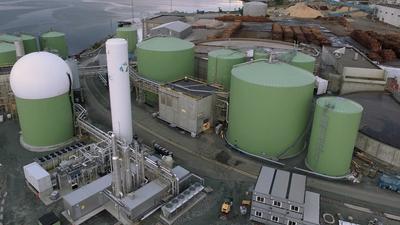 Flyfoto av biogassanlegg