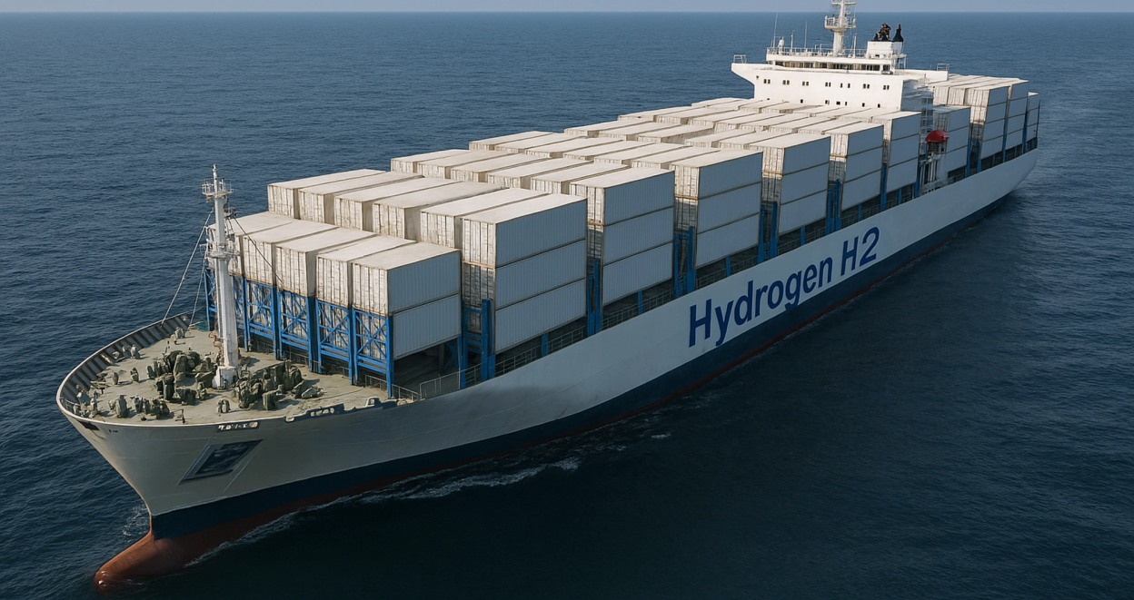 3d-illustrasjon av et hydrogenfartøy