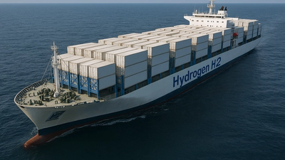 3d-illustrasjon av et hydrogenfartøy