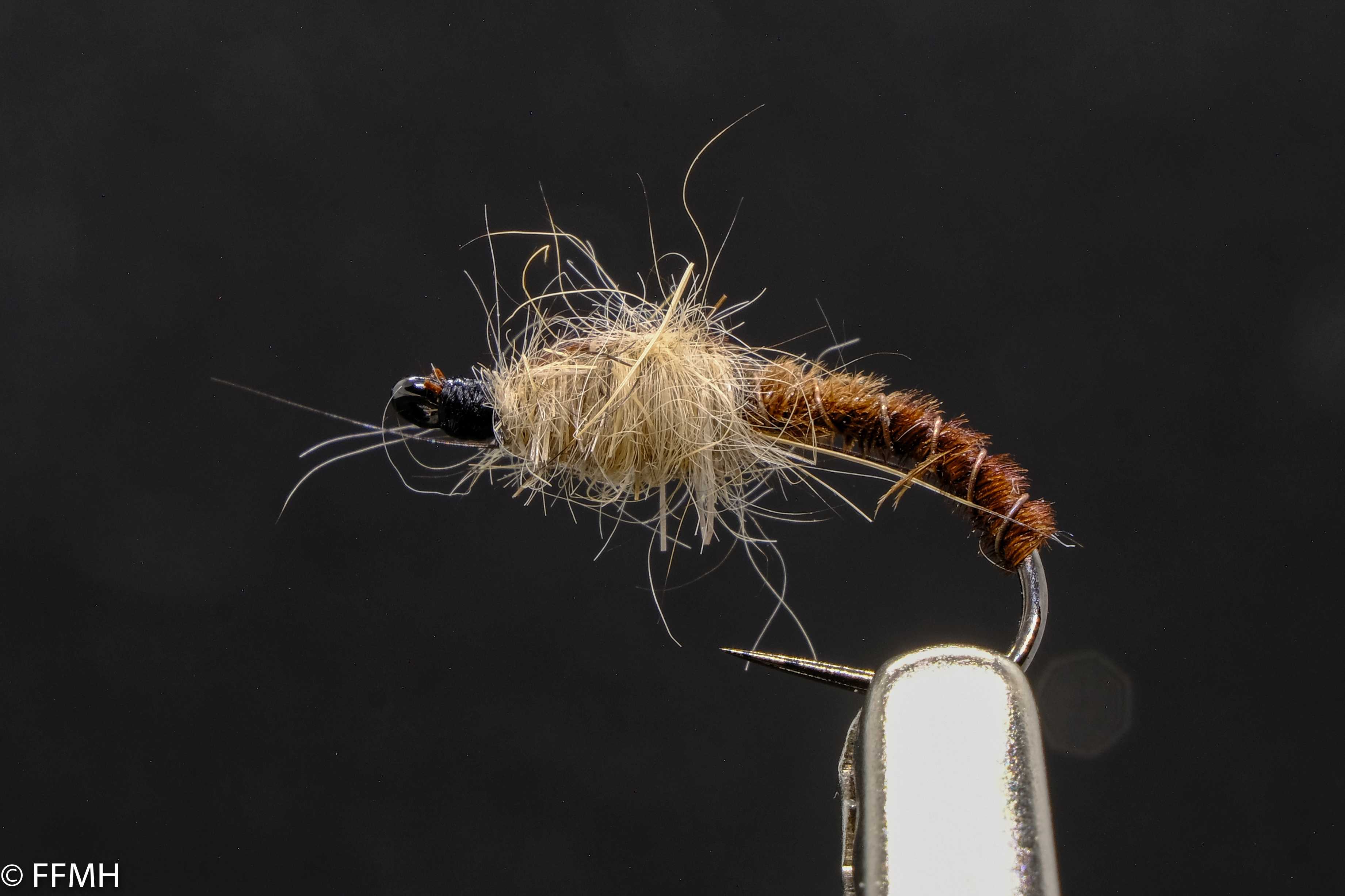Core Pheasant Tail – minimalistisch gebundene Nymphe mit braun segmentiertem Körper und hellem, flauschigem Thorax, ideal für scheue Forellen in klaren Gewässern