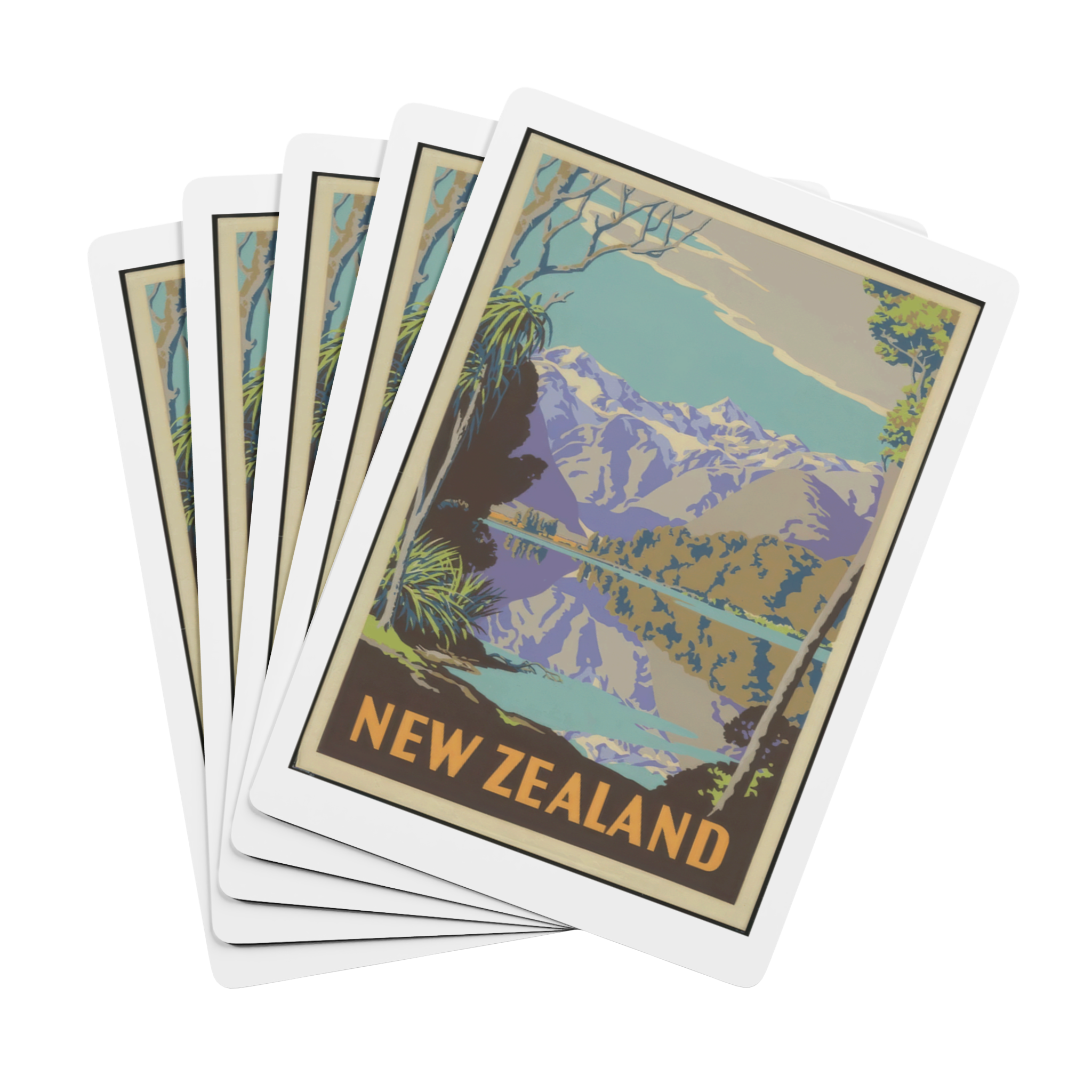 Retro New Zealand Travel Playing Cards Pack - Aoraki