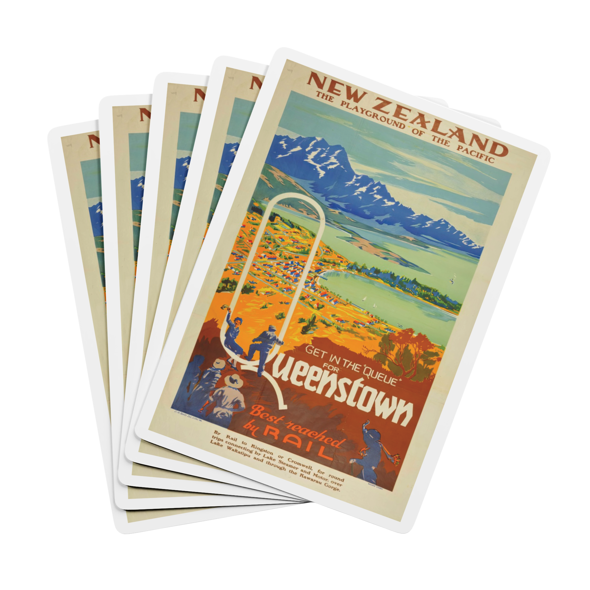 Retro New Zealand Travel Playing Cards Pack - Queenstown