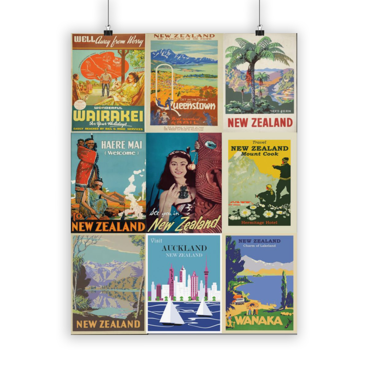 Vintage New Zealand Satin Posters - Travel Art Collection for Adventurers