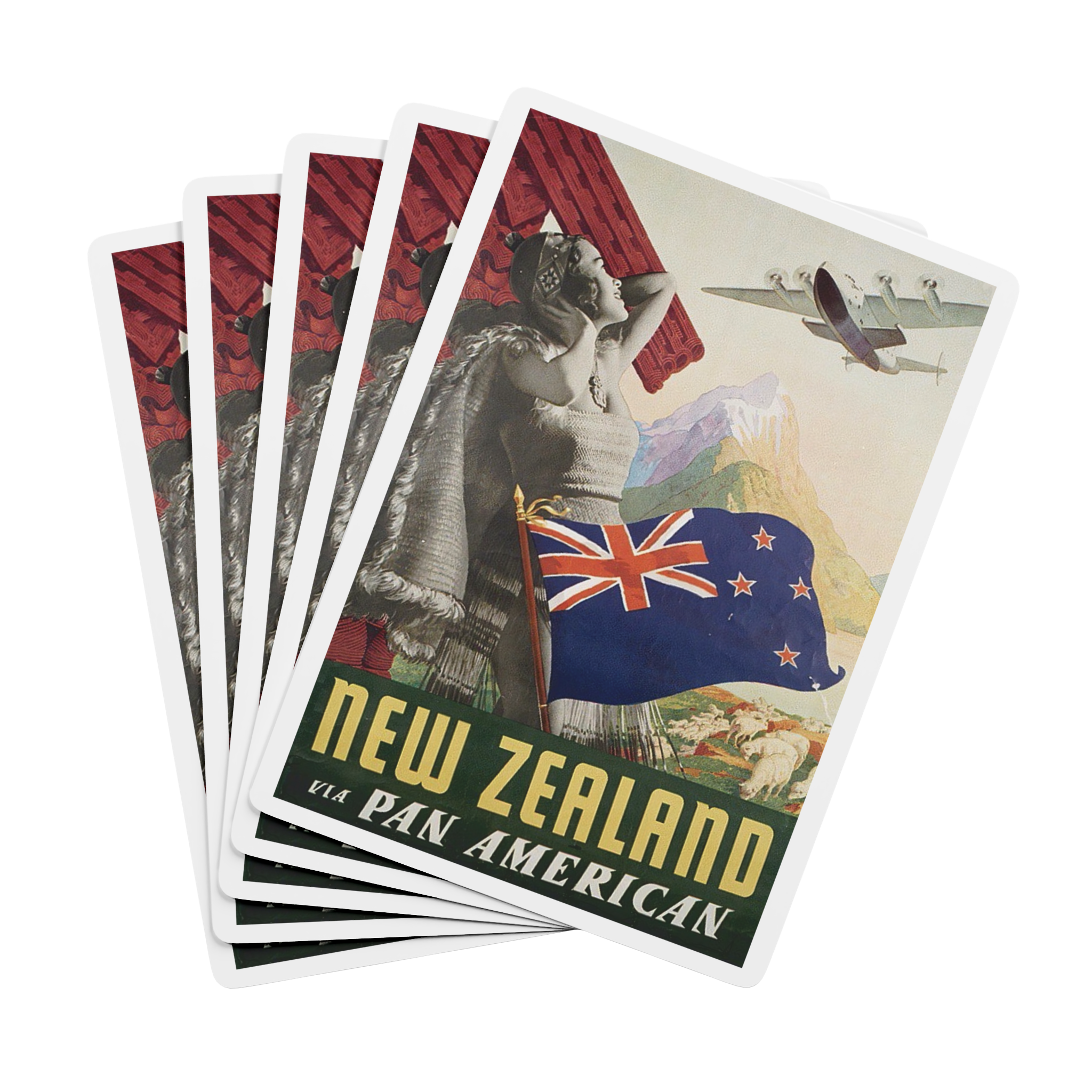 Retro New Zealand Travel Playing Cards Pack - Pan Am