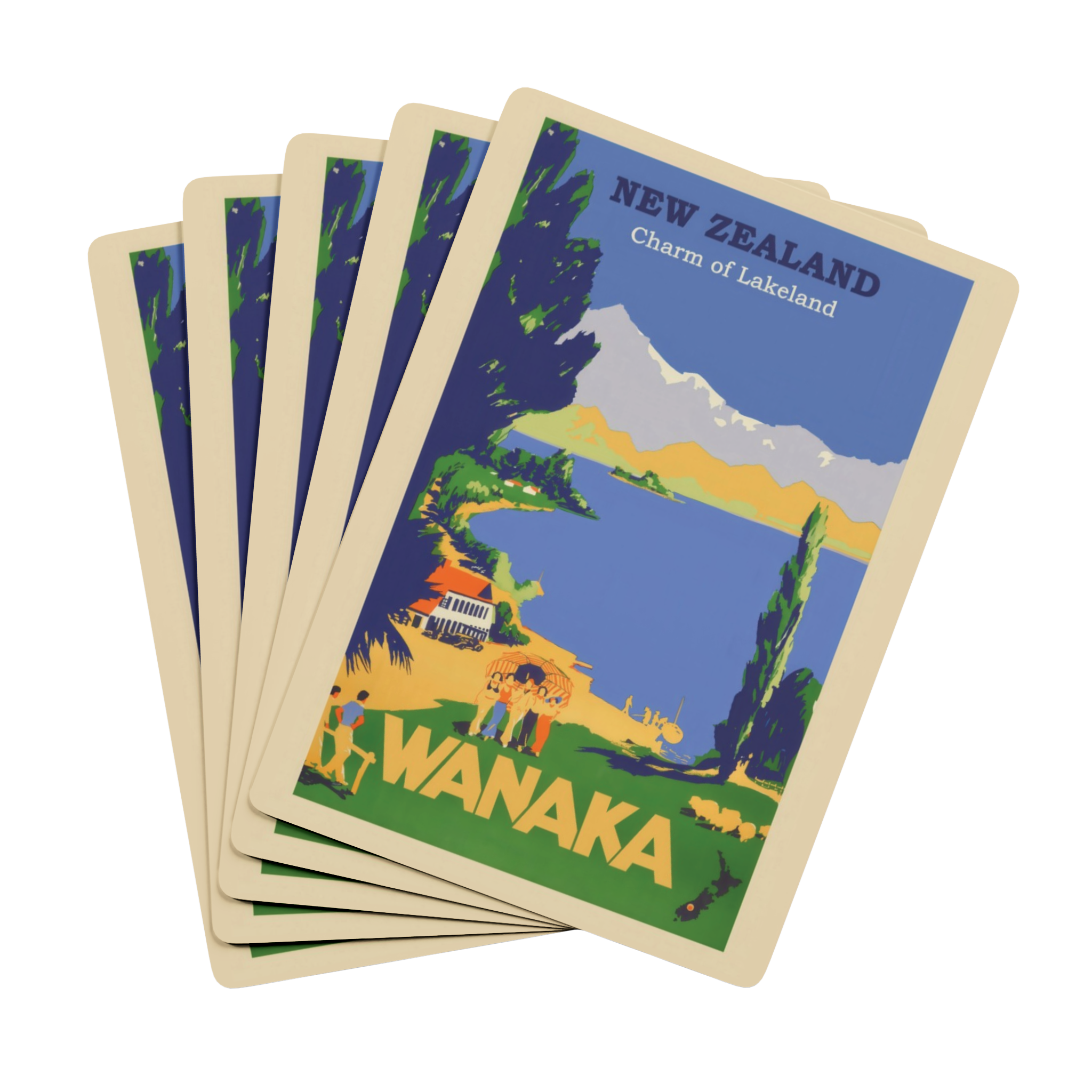 Retro New Zealand Travel Playing Cards Pack - Wanaka