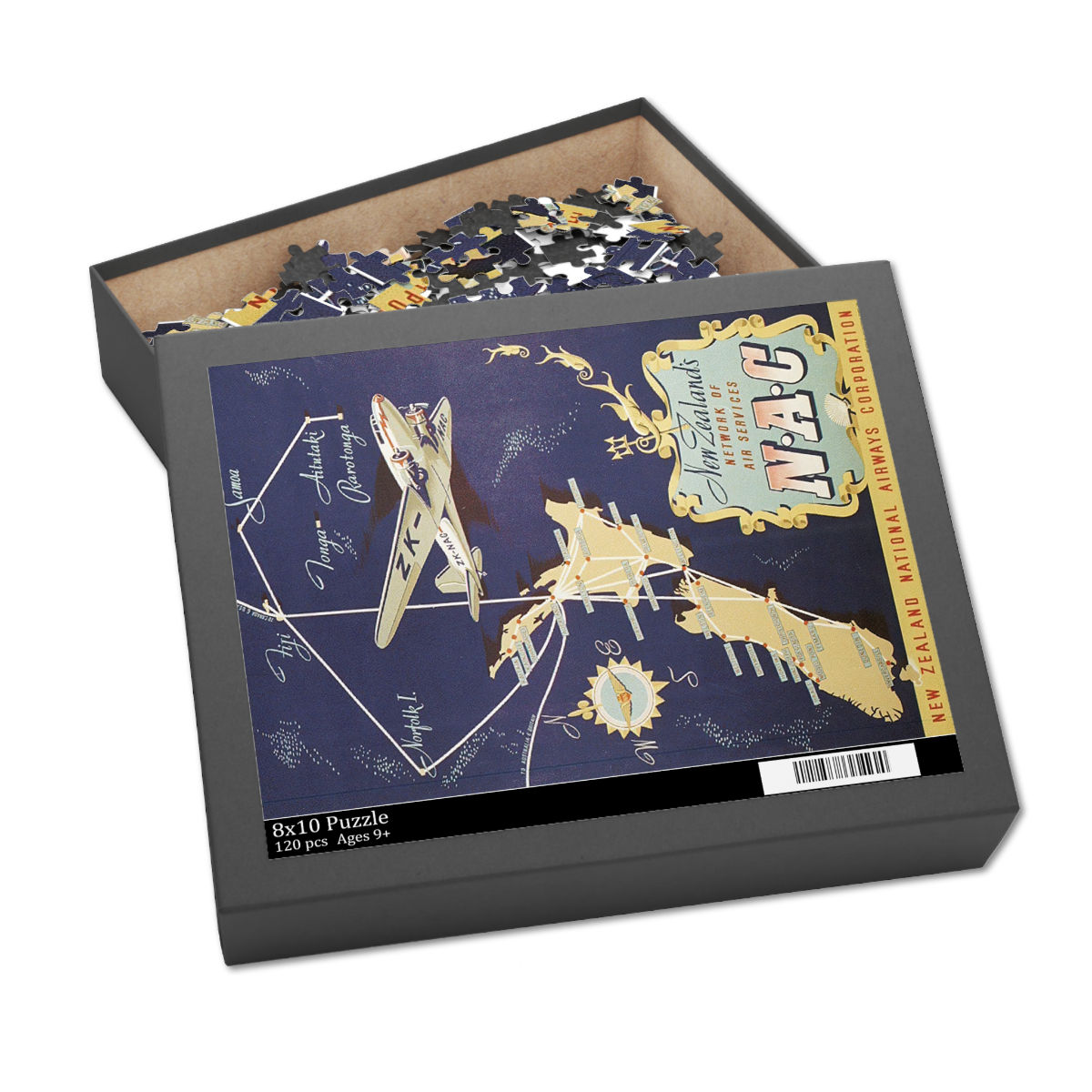 NAC - Retro New Zealand Travel Poster Jigsaw Puzzle