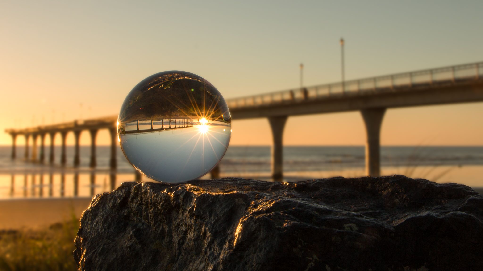 Pier through glass