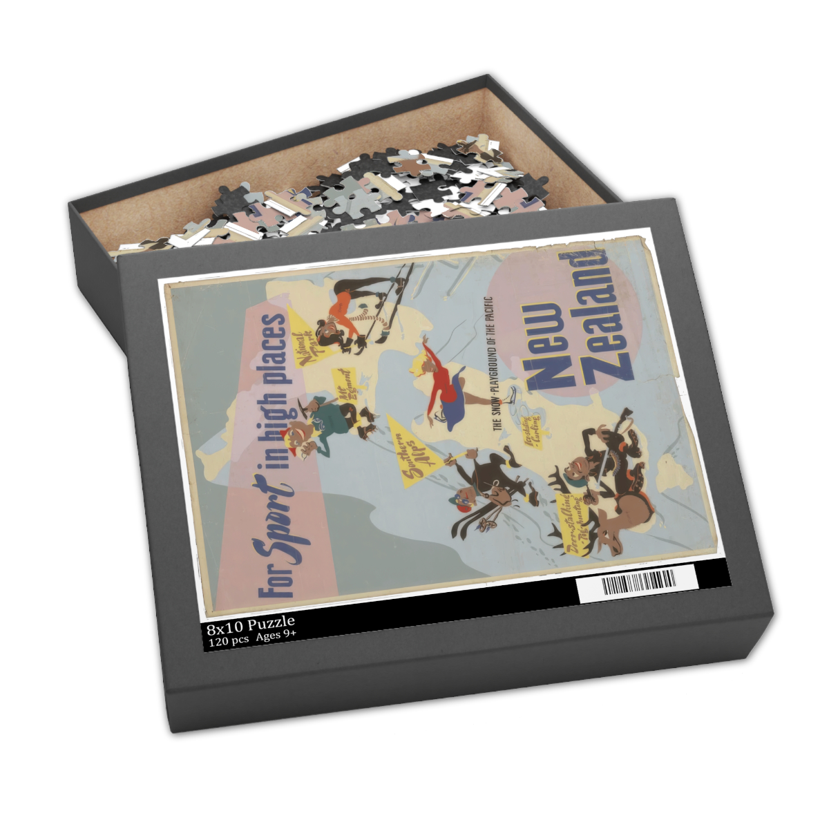 Sports - Retro New Zealand Travel Poster Jigsaw Puzzle