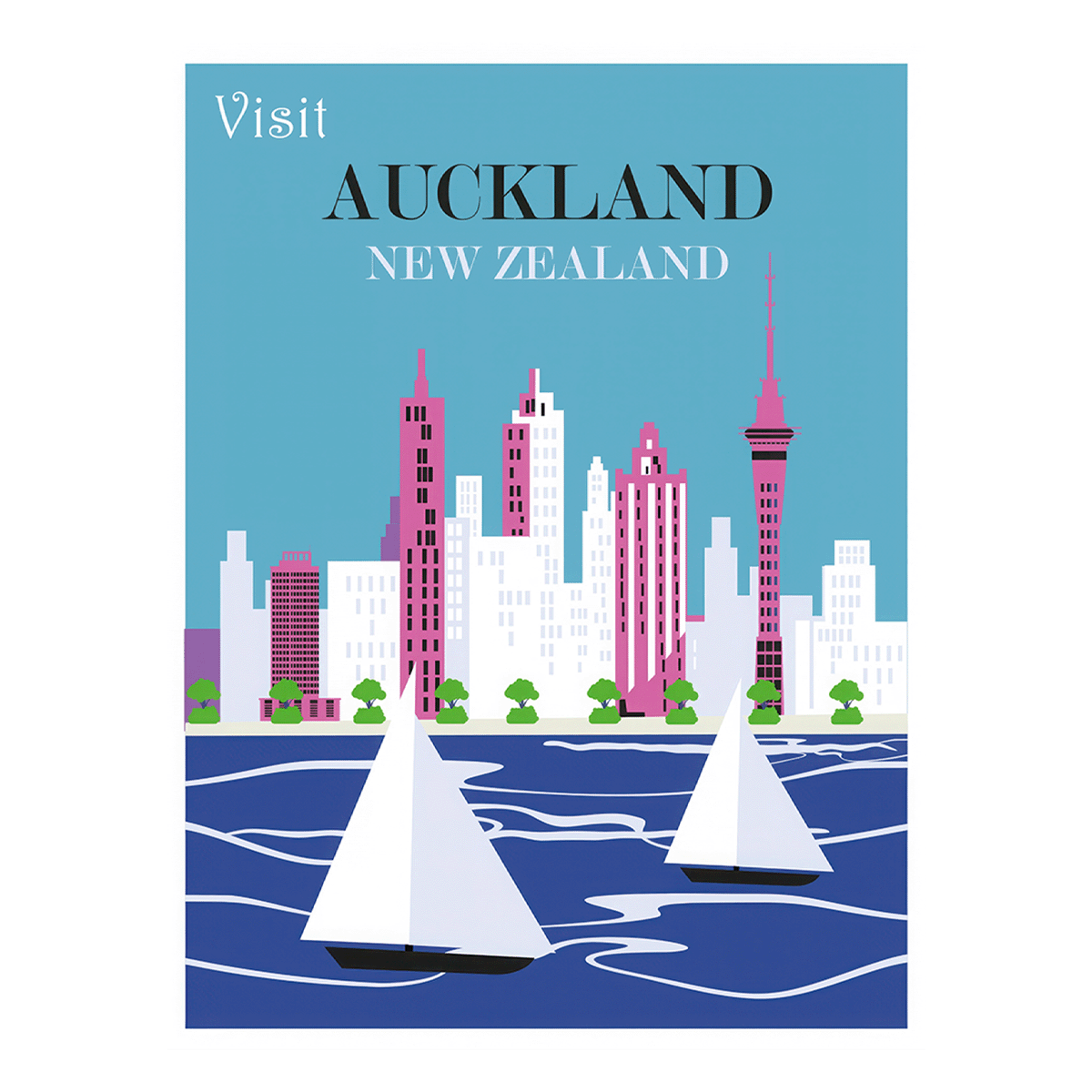 Vintage Auckland New Zealand Fine Art Posters, Travel Wall Art, Retro Decor -1