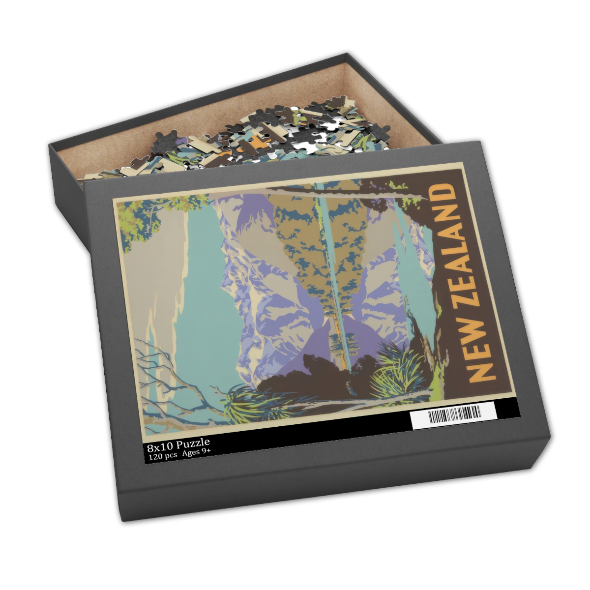 Aoraki - Retro New Zealand Travel Poster Jigsaw Puzzle