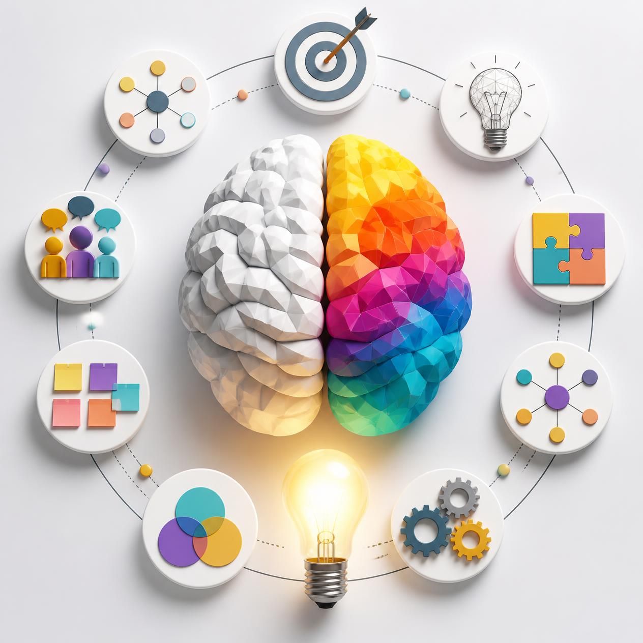 Creative brain with ideation frameworks