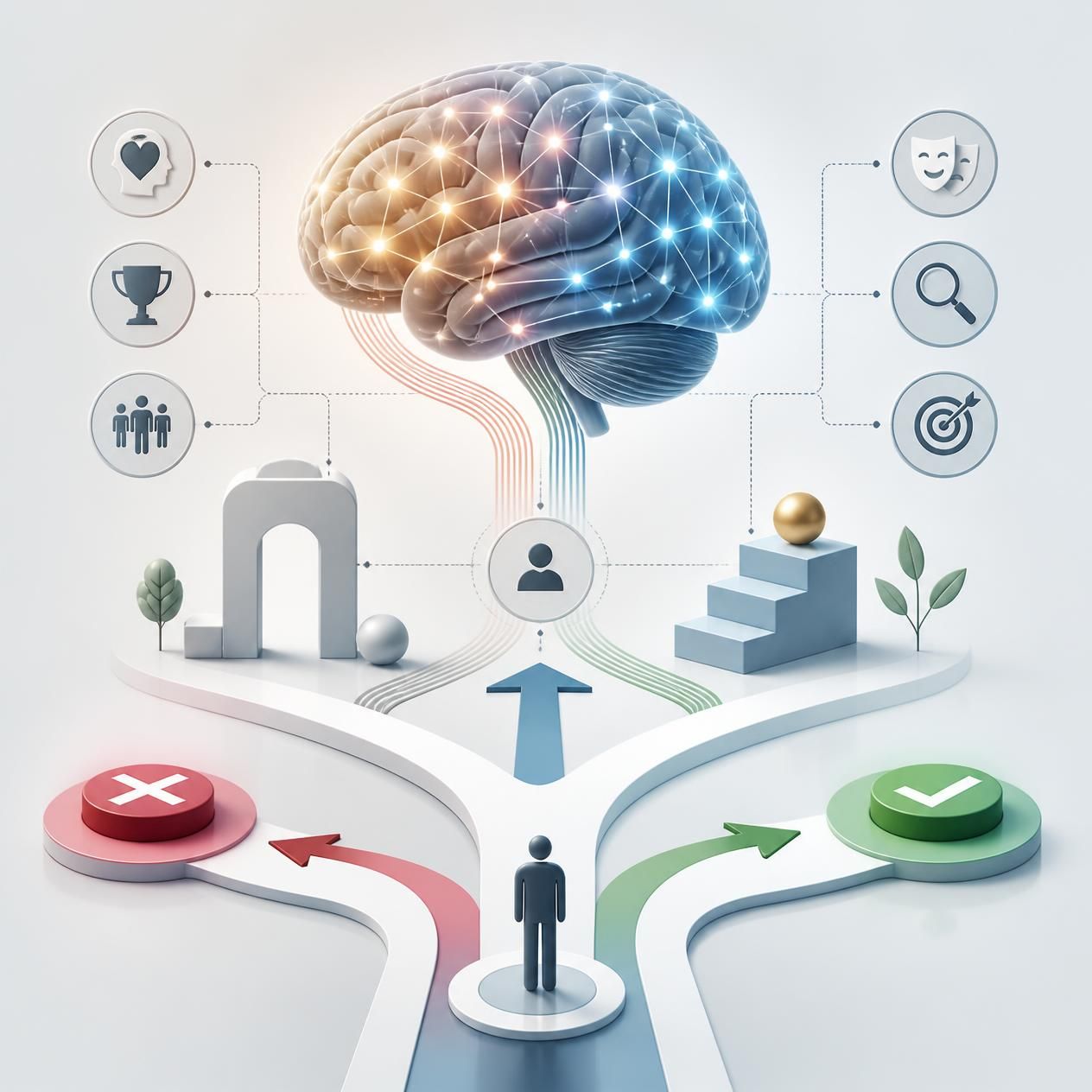 Brain with pathways and choice architecture