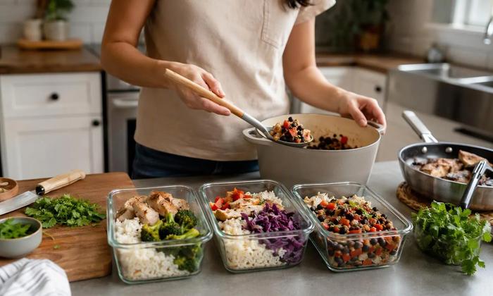 Balanced meals portioned into containers for the coming days.
