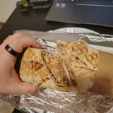 The insides of a kebab cut down the middle