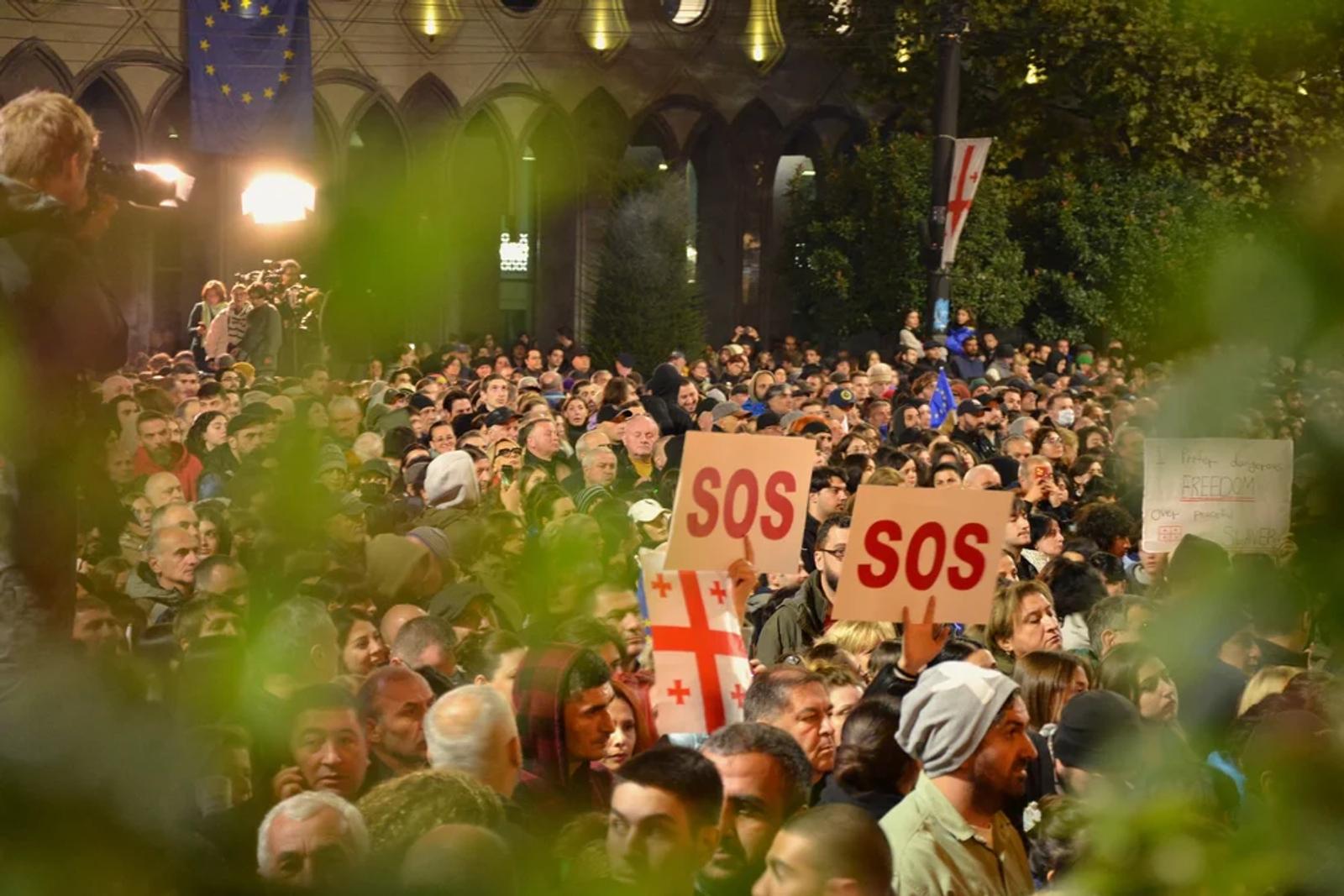 Georgians gathered to protest the contested results of the country’s parliamentary elections