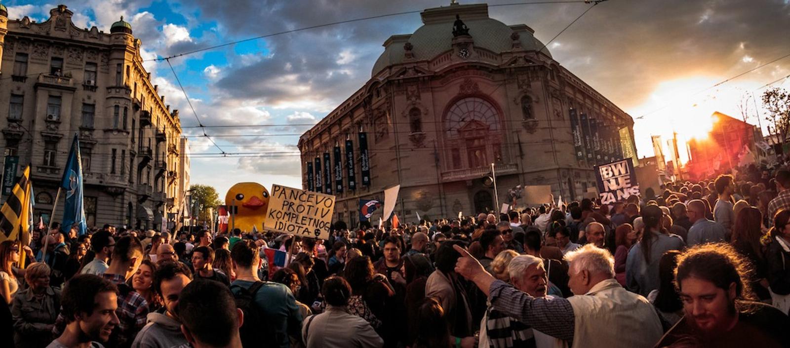 Protesters in Serbia fill the streets