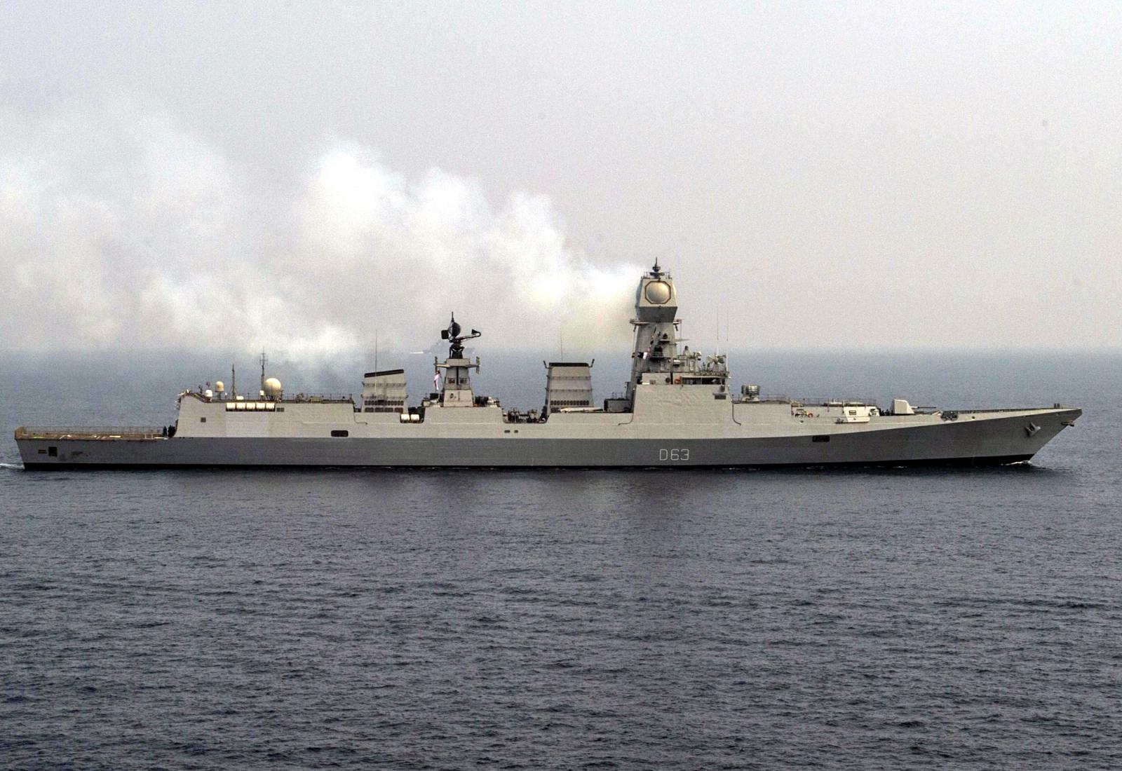 The sea collision between India’s INS Kolkata, pictured above, and Pakistan’s PNS Hunain has raised tensions between the two states