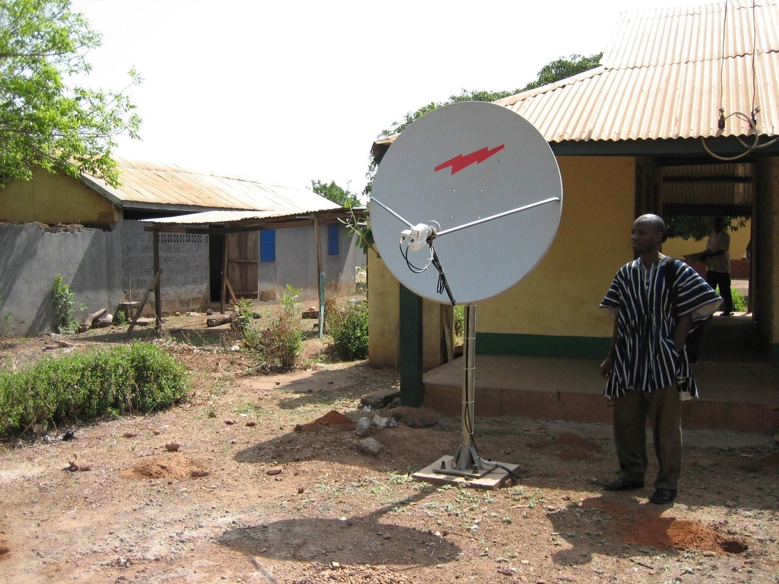 A satellite installed in Salaga, Ghana, to improve connectivity