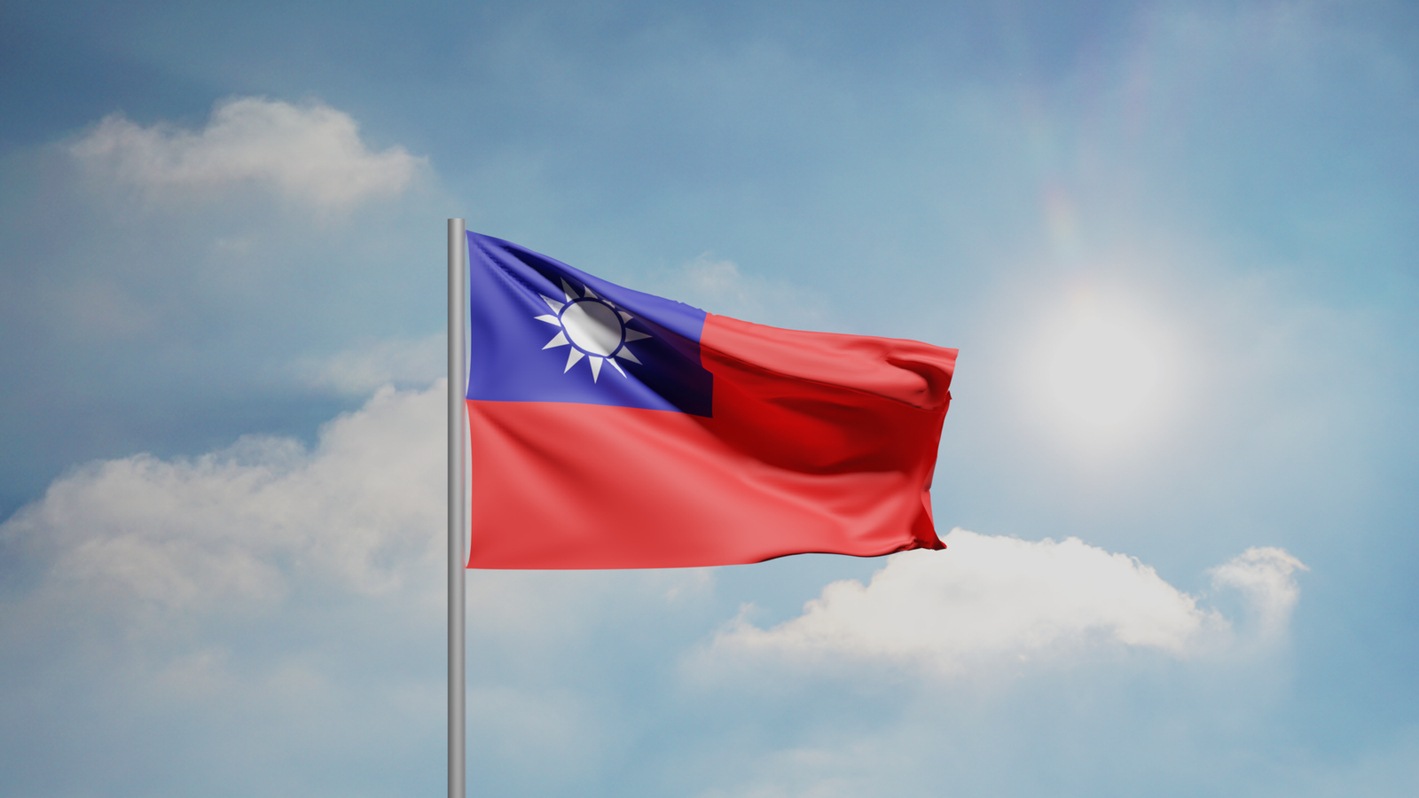 A Taiwan national flag waving 