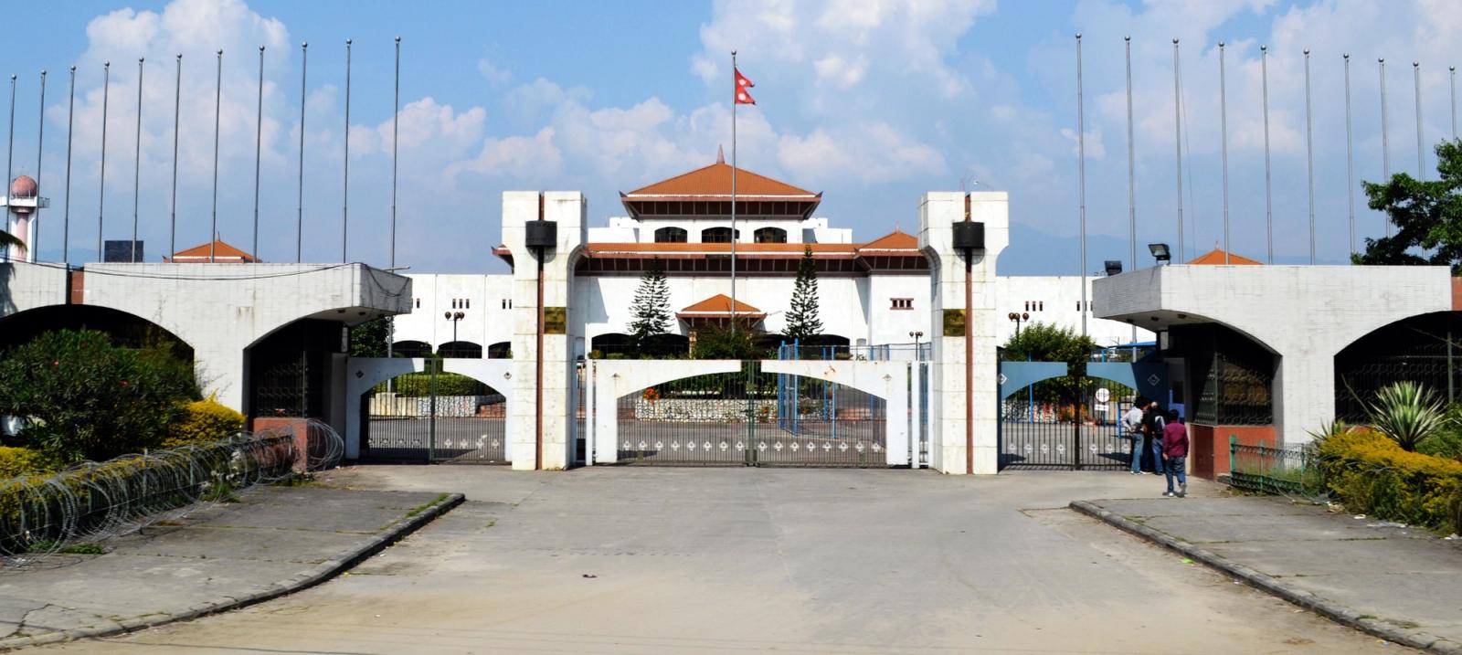 Nepal’s Parliament building stands in Kathmandu during normal times. Protestors set fire to the structure as part of anti-corruption protests earlier this month