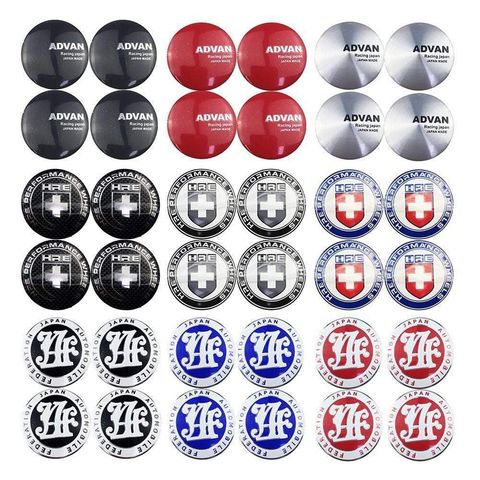 4PCS 56mm Advan HRE JAF Car Wheel Center Hub Cap Sticker Auto Tire Emblem Badge Decal