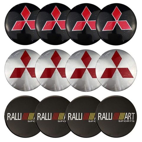 4PCS 56mm Mitsubishi Ralliart Car Wheel Center Hub Cap Sticker Auto Tire Emblem Badge Decal