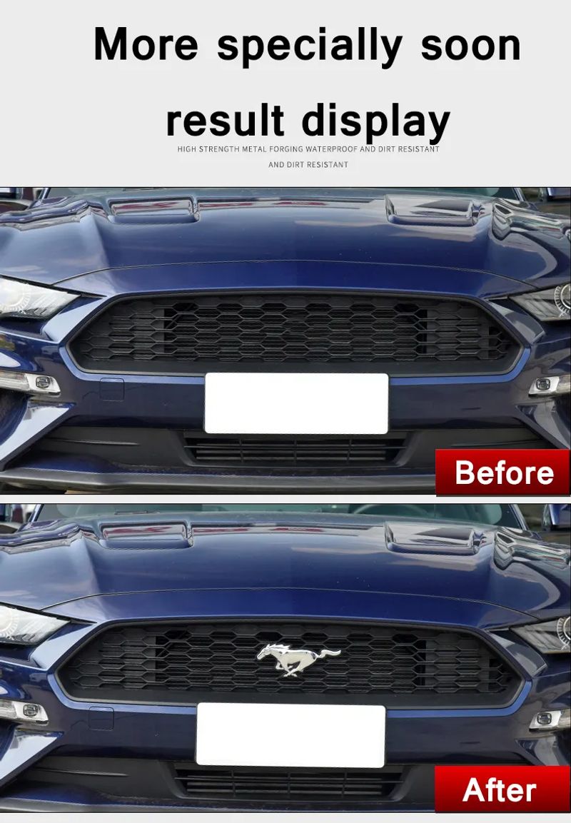 For Mustang 2015-2021 Fastback Mach 1 Shelby Metal Front Grill Horse Emblem