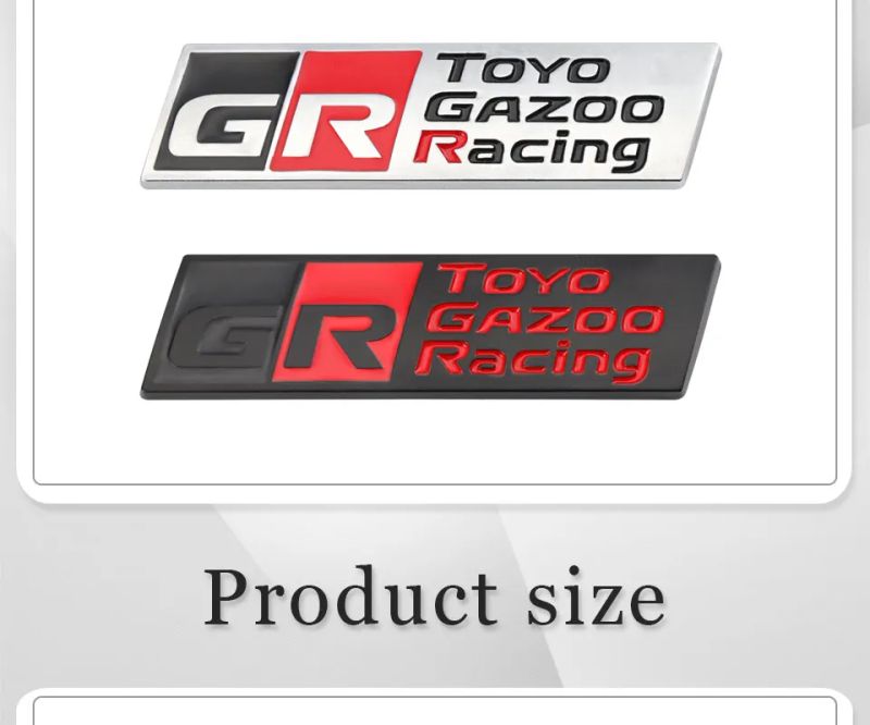 GR Gazoo Racing Badge Front Hood Grille Emblem Decal for Toyota HV YARiS GRMN GR Sport