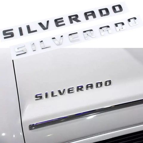 3D Side Fender Trunk Emblem Sticker For Chevrolet SILVERADO Letters Silver Black