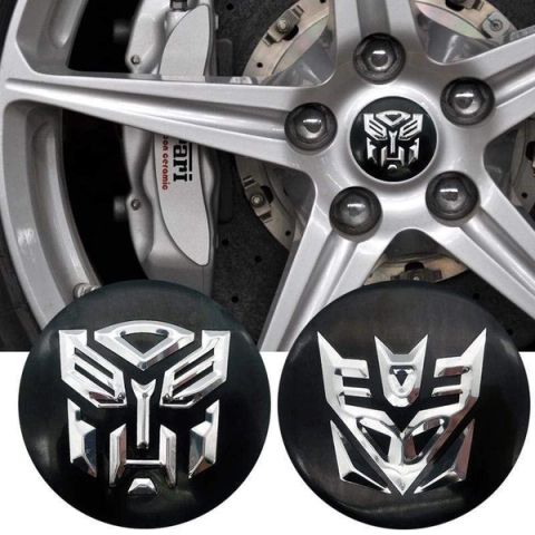 4pcs 56mm Transformers Autobots Decepticons Car Wheel Center Stickers Wheel Center Hub Caps Badge Emblem Decal