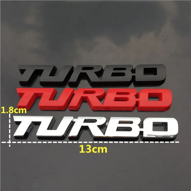 TURBO Emblem Chrome Metal Zinc Fender Trunk 3D Sticker for Cruze Geely BMW Benz Audi VW