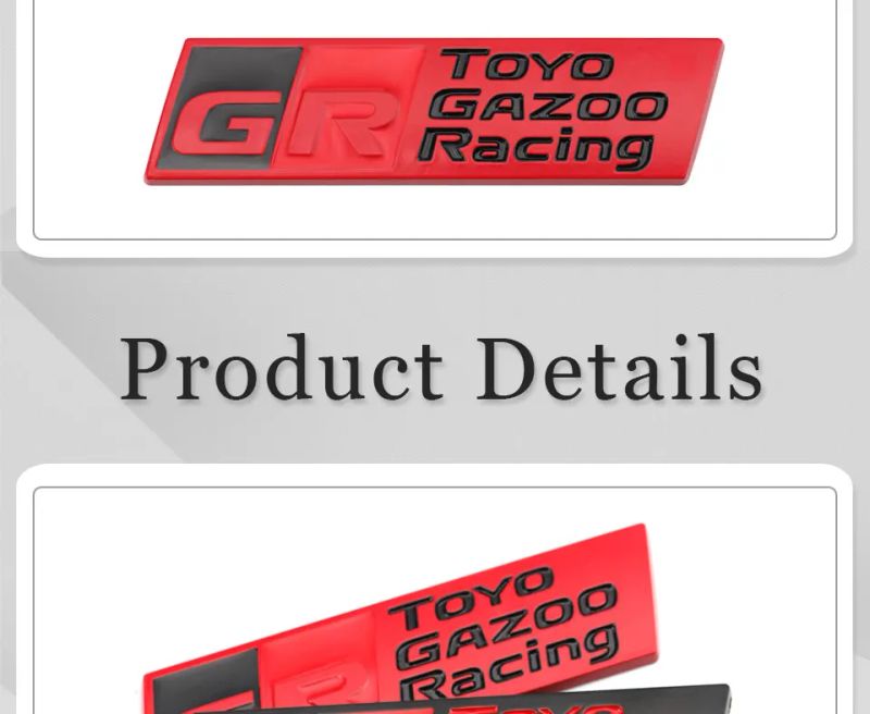 GR Gazoo Racing Badge Front Hood Grille Emblem Decal for Toyota HV YARiS GRMN GR Sport