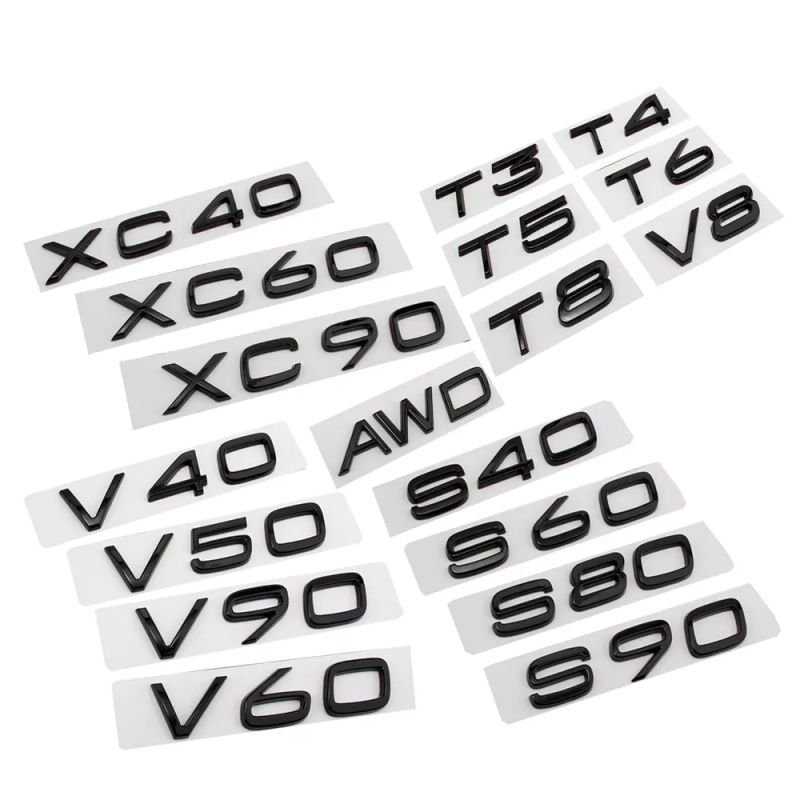 Glossy Black Emblem Sticker For Volvo XC90 XC60 XC40 D2 D5 S80 S90 S60 S40 V40 V60