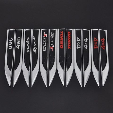 2pcs Sticker Side Wing Badge Emblem Decal for BMW Audi A3A4 Turbo 4X4 4WD Sports