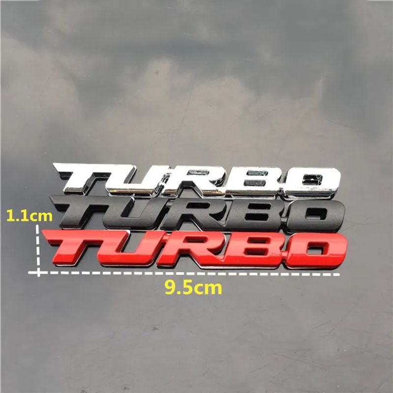TURBO Emblem Chrome Metal Zinc Fender Trunk 3D Sticker for Cruze Geely BMW Benz Audi VW