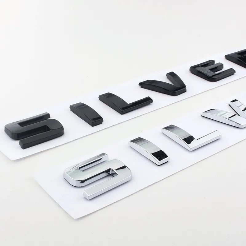 3D Side Fender Trunk Emblem Sticker For Chevrolet SILVERADO Letters Silver Black