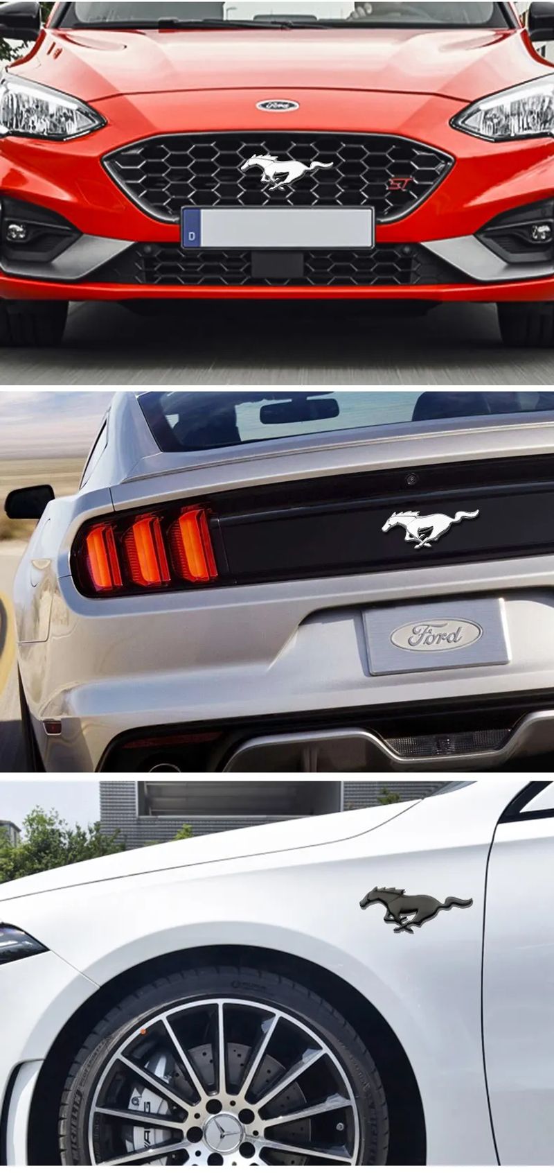For Mustang 2015-2021 Fastback Mach 1 Shelby Metal Front Grill Horse Emblem