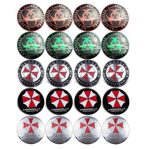4PCS 56mm Biochemical Crisis Umbrella Car Wheel Center Hub Cap Sticker Auto Tire Emblem Badge Decal