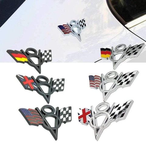 3D Metal V8 USA Germany UK Flag Car Sticker Emblem Badge for Chevrolet Lacetti Aveo Cobalt Cruze Malibu Trax Camaro Car