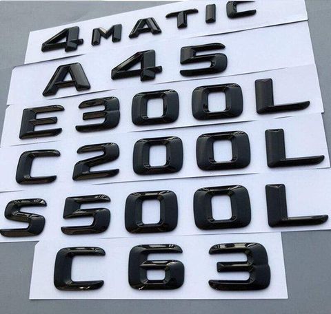 Letter Number Emblem for Mercedes Benz AMG 4MATIC A45 A260 C200L E300L S400L CLA200 Car Styling Trunk Logo Glossy Black