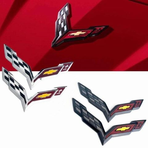 2 Pcs 3D Car Styling For Chevrolet Corvette Aveo Cruze Malibu Captiva Trax Niva Captiva Front Emblem Sticker Rear Trunk Badge