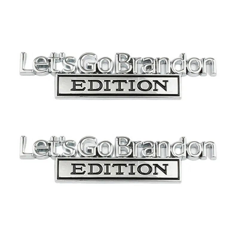 2x Lets Go Brandon Edition Car Emblem Fender Trunk Tailgate Metal Badge Sticker