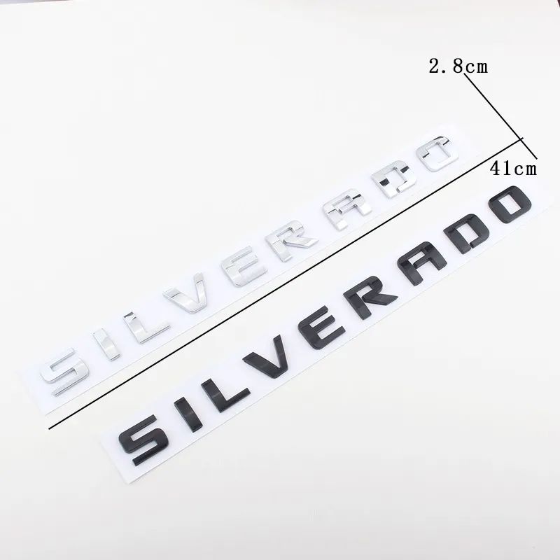 3D Side Fender Trunk Emblem Sticker For Chevrolet SILVERADO Letters Silver Black