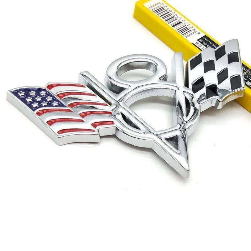 3D Metal V8 USA Germany UK Flag Car Sticker Emblem Badge for Chevrolet Lacetti Aveo Cobalt Cruze Malibu Trax Camaro Car