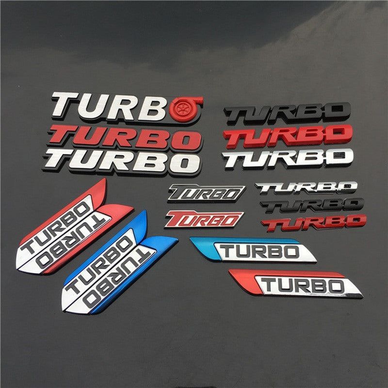 TURBO Emblem Chrome Metal Zinc Fender Trunk 3D Sticker for Cruze Geely BMW Benz Audi VW