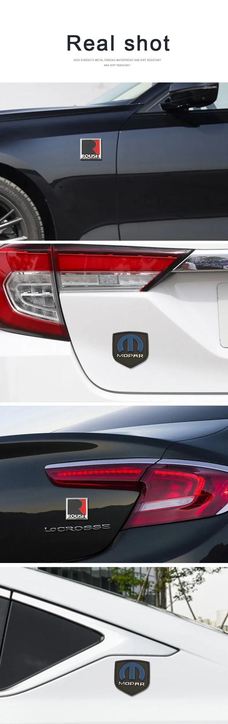 3D Metal ROUSH MOPAR Decoration Stickers Trunk Fender Rear For Ford Mustang