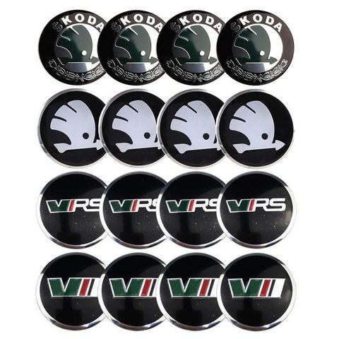 4pcs 56mm Skoda Modified VRS Car Wheel Center Hub Cap Sticker Auto Tire Emblem Badge Decal Accessories