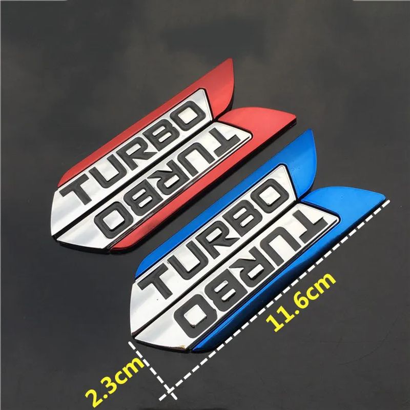 TURBO Emblem Chrome Metal Zinc Fender Trunk 3D Sticker for Cruze Geely BMW Benz Audi VW