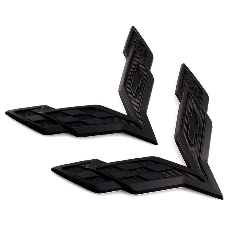 2Pcs Corvette Wing Emblem Sticker Front Rear Trunk Badge For Chevy C6 Chevrolet Corvette